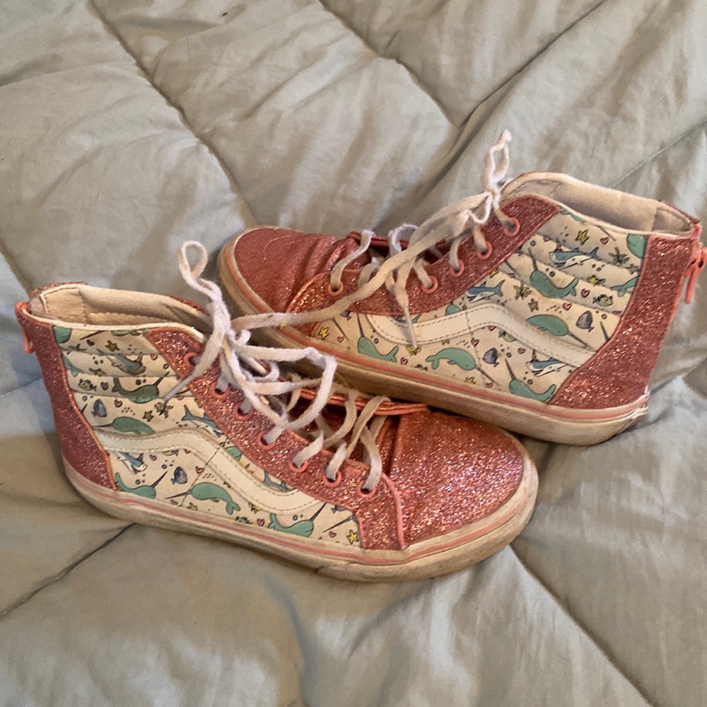 narwhal Vans sparkle pink size 3